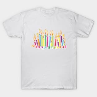 Rainbow birthday candles with happy birthday T-Shirt